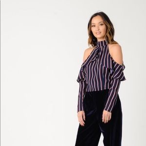 MIA COLD SHOULDER TOP | RWB STRIPE